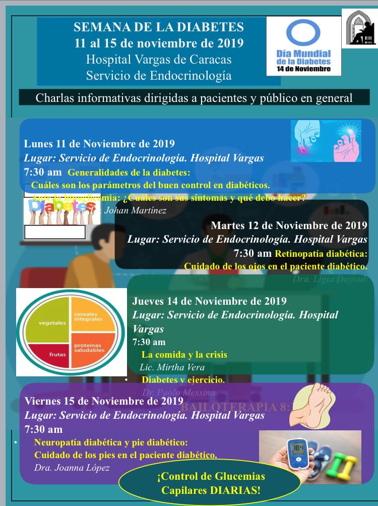 Lee más sobre el artículo Semana de la Diabetes 11 al 15  de Noviembre Hospital Vargas de Caracas Servicio de Endocinología